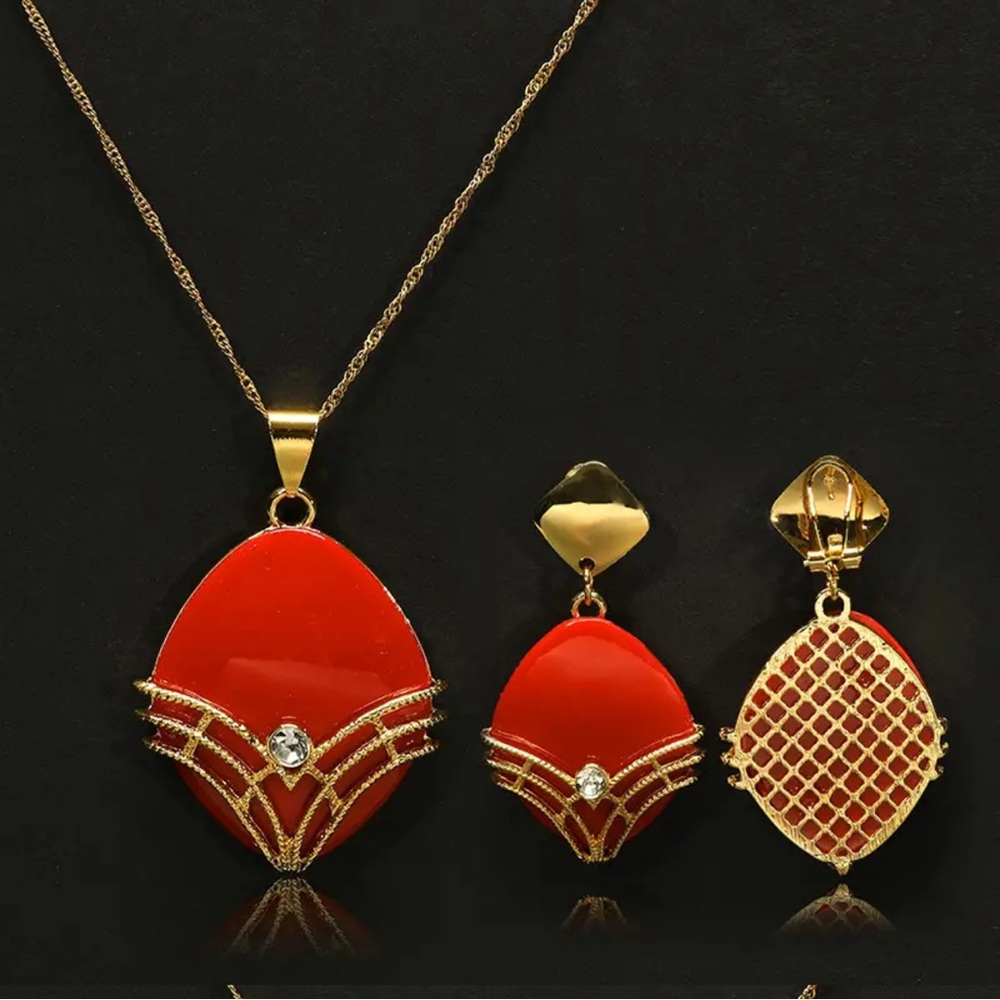 18k Gold Plated Resin Jewelry Set For Women